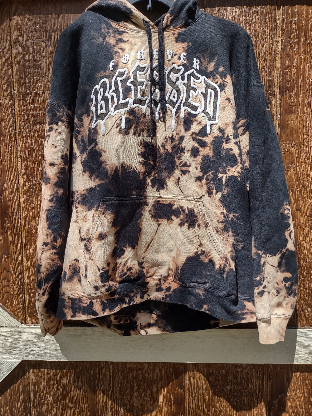 Popular Poison hooded sweatshirt black white bleach Tie Dye Men's XL